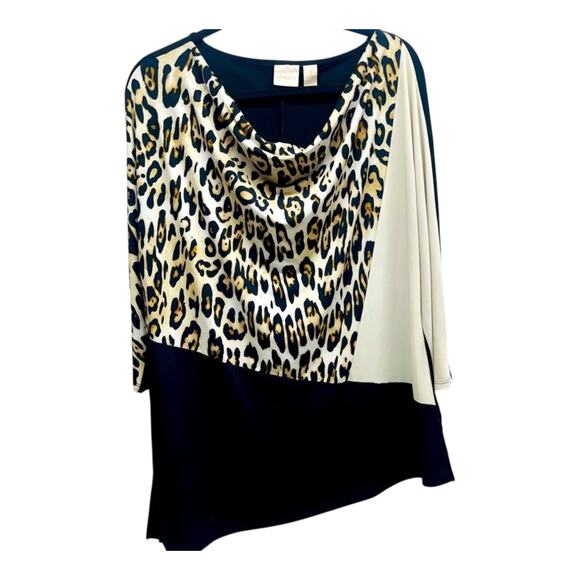 Chico’s Leopard Black Block Print Blouse Top Shirt Women’s Size 2 (U.S. XL / 16) - Picture 4 of 10